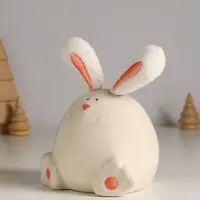 Фигурка керамика, текстиль &laquo;Зайчик круглый&raquo;, белый, 9&times;9.5&times;12 см