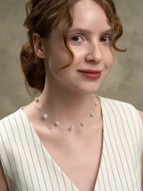 Бусы на леске &laquo;Жемчуг&raquo;, шар №8, белые в серебре, 30 см