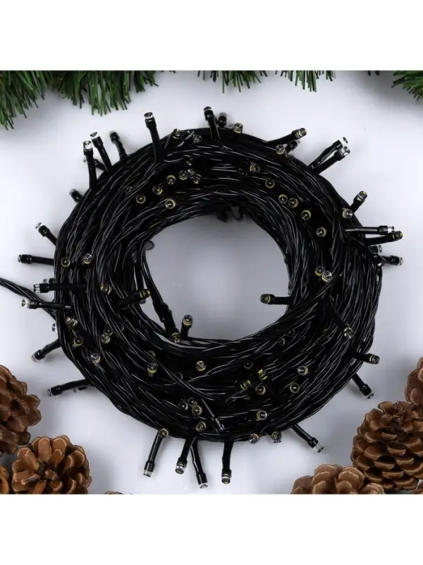 Гирлянда &laquo;Нить&raquo; 20 м, IP20, тёмная нить, 200 LED, свечение тёплое белое, 8 режимов, 220 В