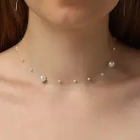 Бусы на леске &laquo;Жемчуг&raquo; шар №4+8, белое в серебре