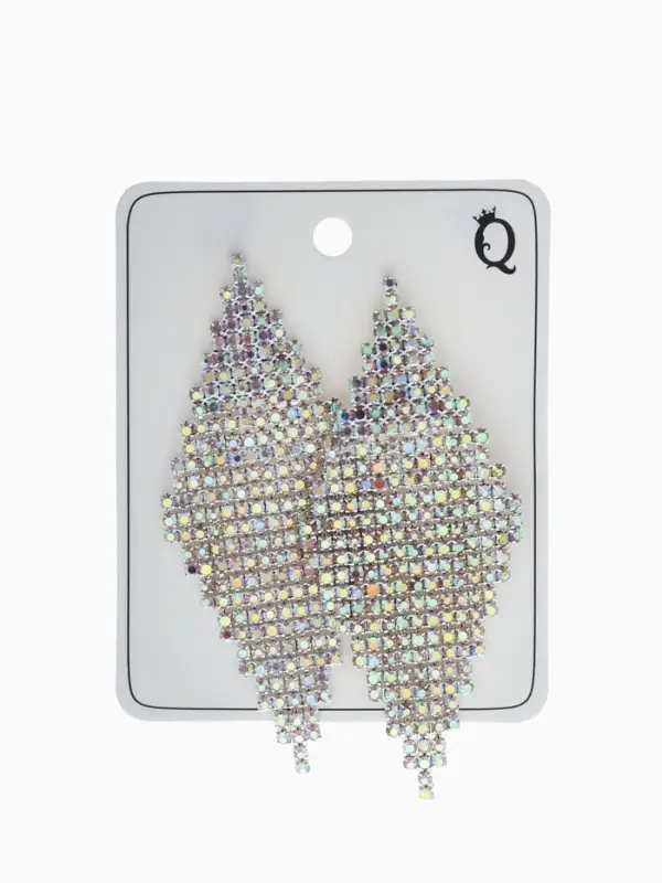 Клипсы для ушей висячие со стразами QF &laquo;Вечеринка&raquo;, треугольник, радужная