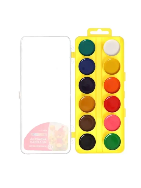 Акварель медовая &laquo;ЗХК. Цветик&raquo;, 12 цветов, в пластиковом пенале, без кисти