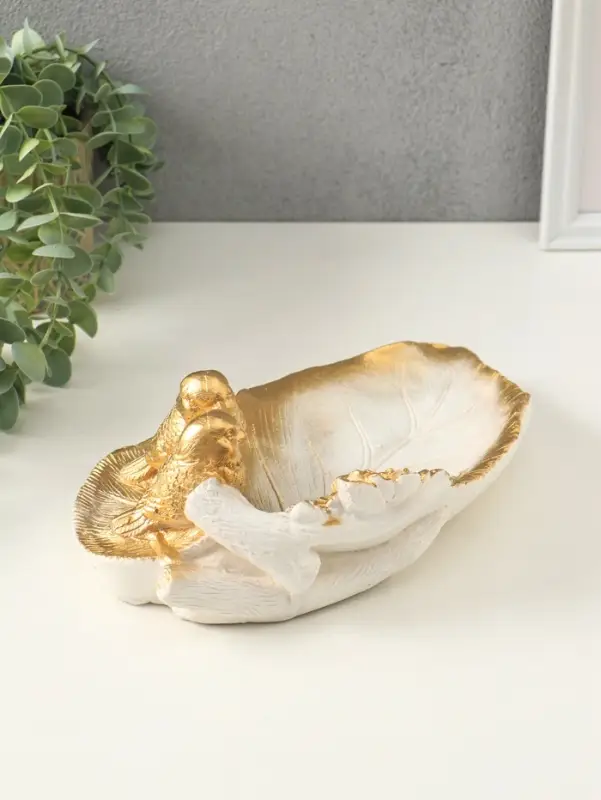 Подставка для мелочей &laquo;Птички&raquo;, белый с золотом, 10&times;25&times;20 см