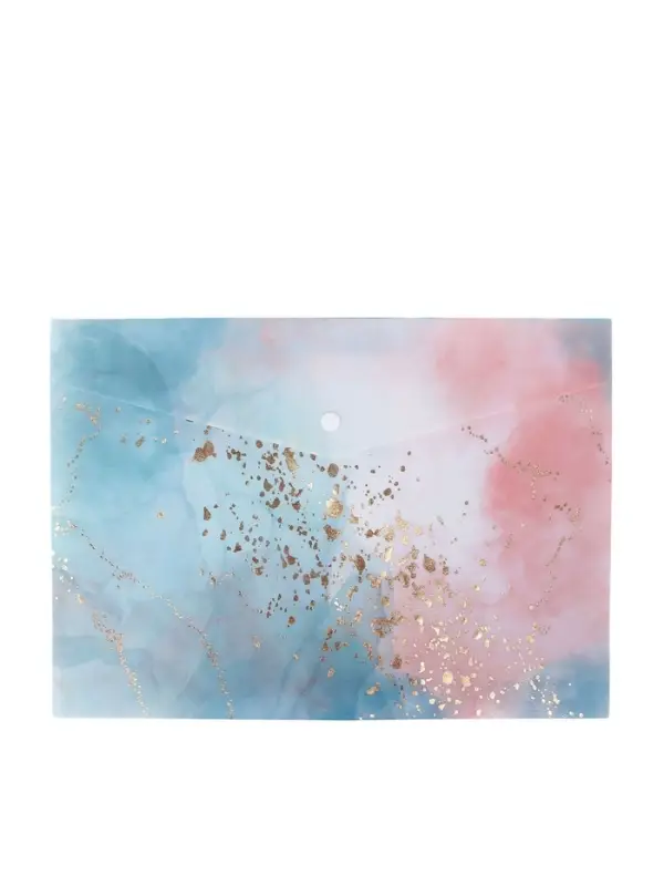 Папка-конверт на кнопке А4, 180 мкм, Calligrata DeLuxe, непрозрачная, мрамор с блестками, МИКС