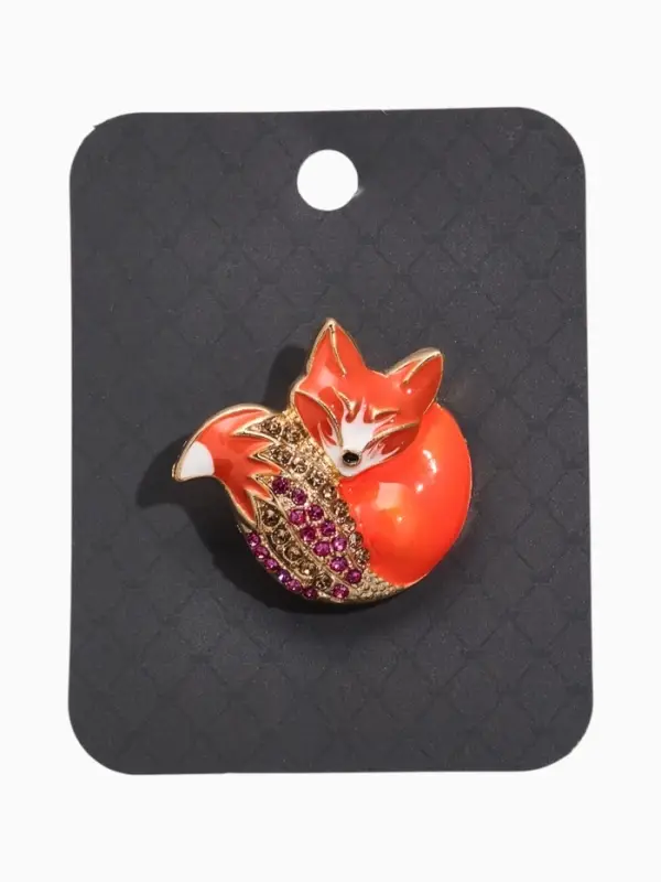 Брошь &laquo;Лиса&raquo;, блестящая, бело-розовая в золоте