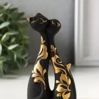 Фигурка керамика &laquo;Коты влюблённые&raquo;, 11 см, чёрный