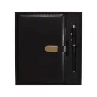 Ежедневник недатированный формат А5, 80л, линия, с ручкой, подар коробка, Черный