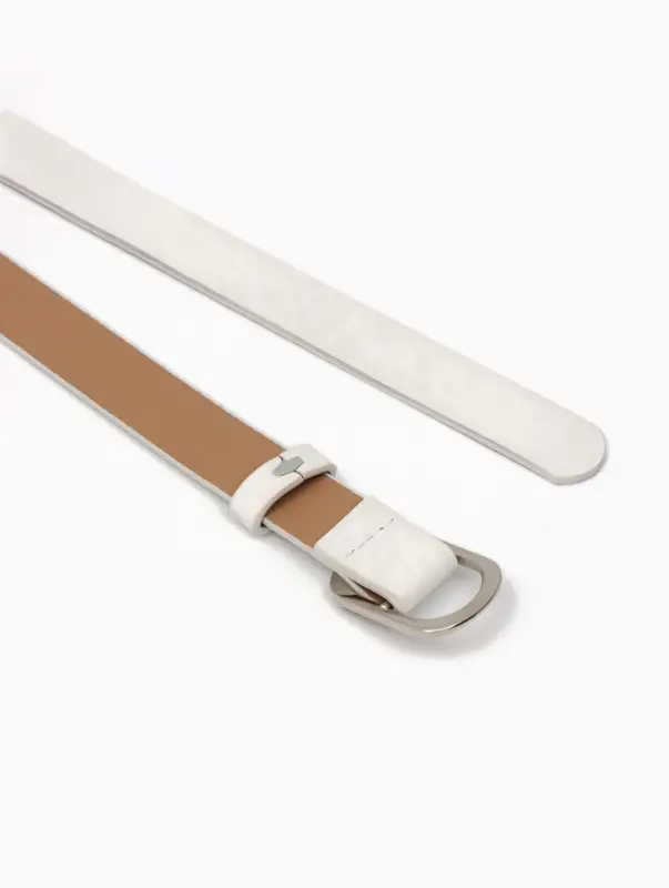 Ремень женский, затяжка, 2.5&times;110 см, без винта, серебристая пряжка, белый