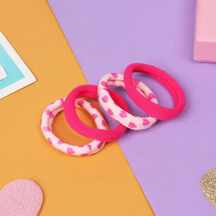 Резинка для волос  Резинка для волос "Куколка" (набор 4 шт) стильная сердечки, 4 см