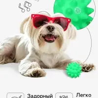 Игрушка для собак &laquo;Мяч с шипами&raquo;, 6.5 см, пищащая, зелёная