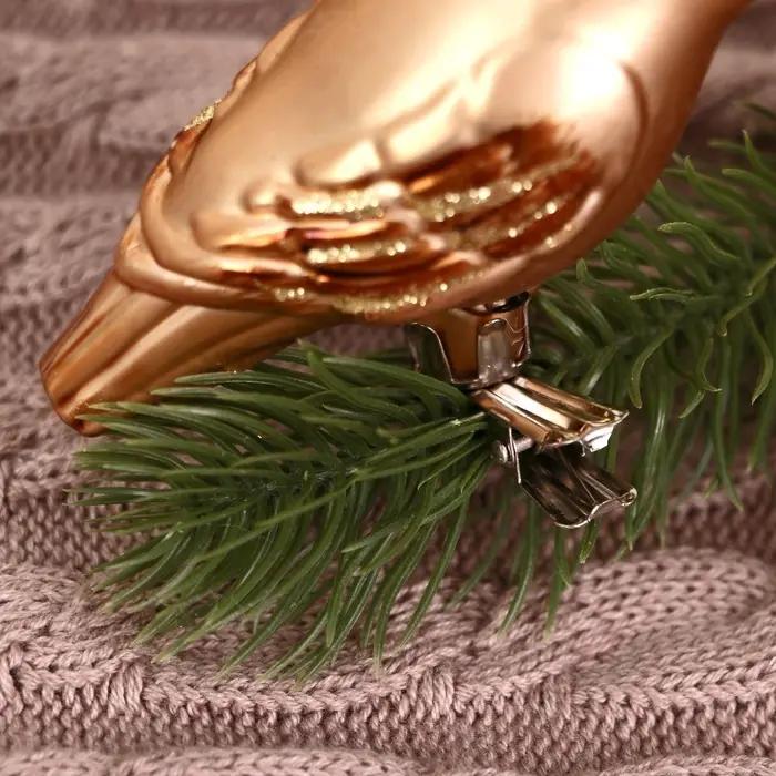 Ёлочные игрушки 2 шт. &laquo;Зимнее волшебство. Воробушек&raquo; пластик, 9&times;4 см, коричневый