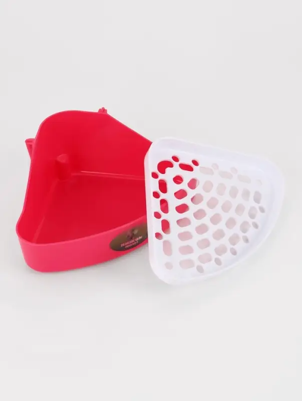 Туалет для кроликов и хорьков, 24&times;18&times;11 см, угловой, пластик, красный