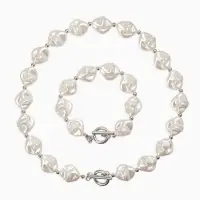 Набор 2 пред-та: бусы,браслет "Жемчуг барочный", ромб. 40/18см, цвет белый в серебре Набор 2 пред-та: бусы,браслет "Жемчуг барочный", ромб. 40/18см, цвет белый в серебре