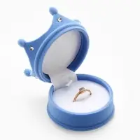 Футляр под серьги, кулон, кольцо &laquo;Корона&raquo;, бархатный, 5.5&times;5.5&times;4.5 см, голубой