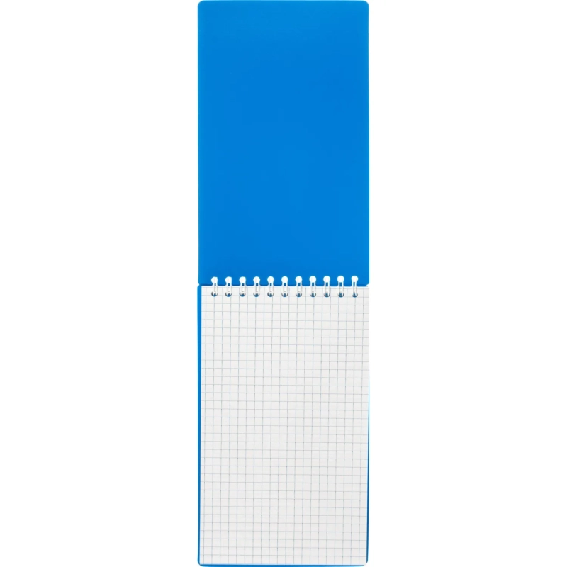 Блокнот 100х170 л.  мет.гребень,пласт.обл,синий,клетка