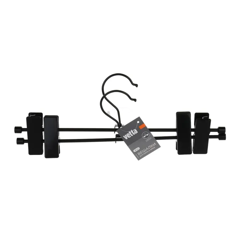 Вешалки для юбок и брюк тм VETTA, 2шт, 31х6см, с зажимами, ПВХ, металл, цвет черный