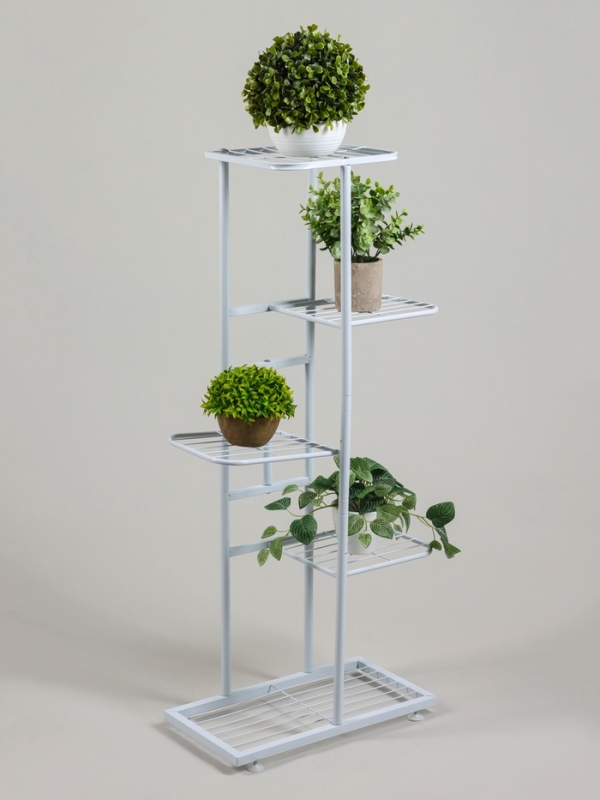 Подставка для цветов Greengo, 5 полок, 44 × 22 × 95 см, напольная, металл, белая Подставка для цветов Greengo, 5 полок, 44 × 22 × 95 см, напольная, металл, белая