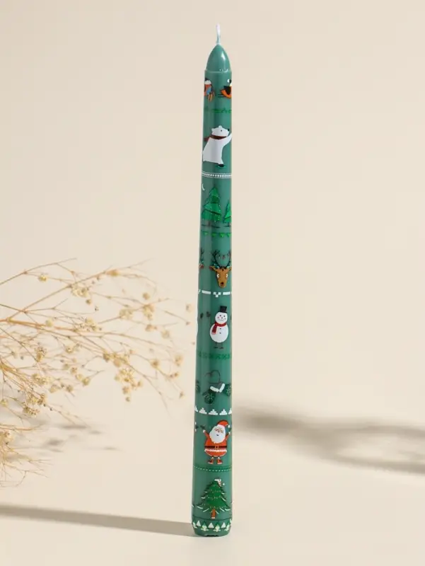 Набор свечей античных, 2,2х25 см, 2 шт "Новогодние персонажи" зелёные 8х28х2,3 см