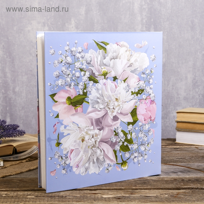 Фотоальбом на 500 фото 10х15 см Фотоальбом на 500 фото 10х15 см "Королевские пионы" зол.обвод в короб. МИКС 33,5х30,5х5,7см