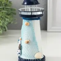 Сувенир настольный "Маяк с птицей" сетка, синий, 3хLR1130, RGB, LED 7,5х7,5х18 см Сувенир настольный "Маяк с птицей" сетка, синий, 3хLR1130, RGB, LED 7,5х7,5х18 см