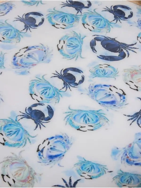 Поднос круглый с бортиками &laquo;Крабы&raquo;, 35&times;35&times;6.5 см, дерево манго