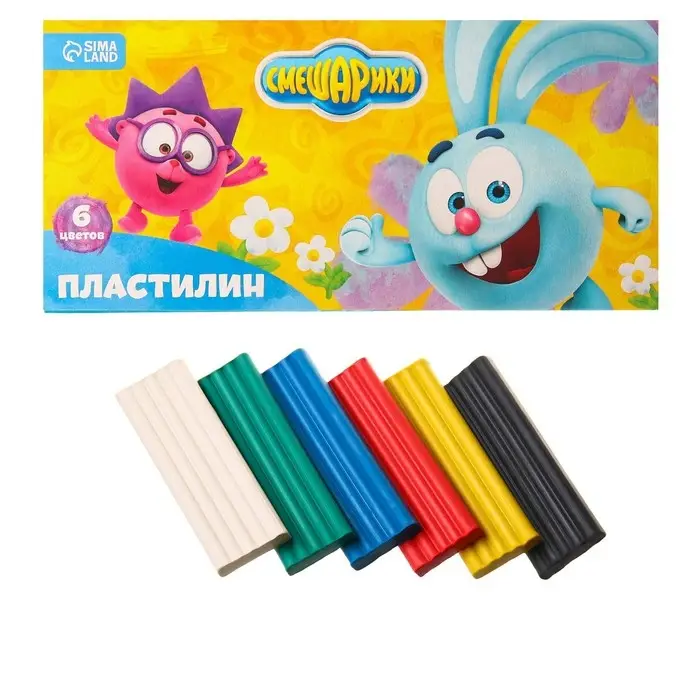 Пластилин Смешарики, 6 цветов, 90 г Пластилин Смешарики, 6 цветов, 90 г