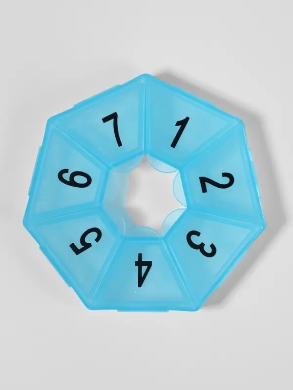 Таблетница «Цифры», 7.5×7.5×1.7 см, 7 секций, МИКС Таблетница «Цифры», 7.5×7.5×1.7 см, 7 секций, МИКС