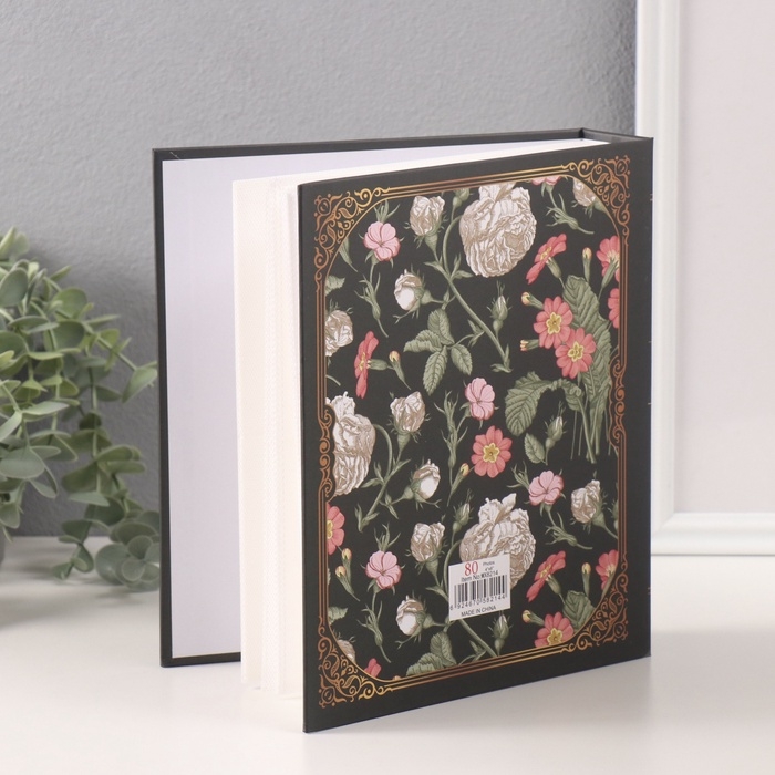 Фотоальбом на 80 фото 10х15 см Фотоальбом на 80 фото 10х15 см "Цветочный прованс" в коробке чёрный 5х19х23 см