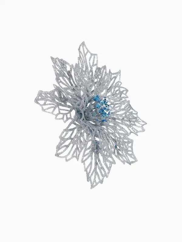 Ёлочные игрушки 2 шт. &laquo;Зимнее волшебство. Ажурный цветок&raquo; пластик, 14 см, серебро