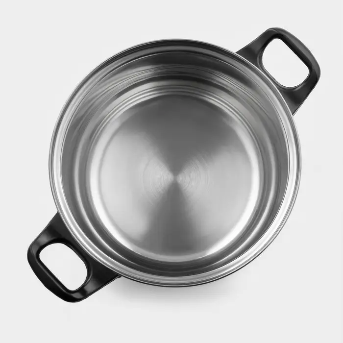 Кастрюля Доляна &laquo;Чёрная ночь&raquo;, 2.2 л, d=18 см, с крышкой, капсульное дно, нержавеющая сталь, хромированная