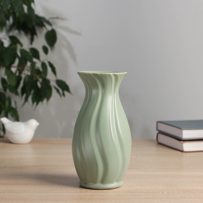 Керамическая ваза для цветов, сухоцветов «Джаспер», настольная, d отв.- 6 см, 19×9 см, зелёный Керамическая ваза для цветов, сухоцветов «Джаспер», настольная, d отв.- 6 см, 19×9 см, зелёный