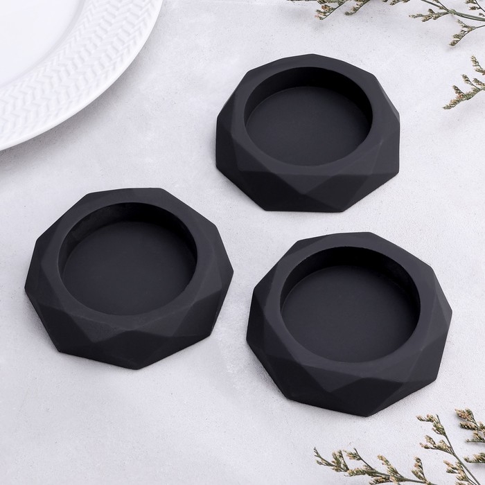 Подсвечник "Грани", набор 3 шт, 2,3х10 см, графит