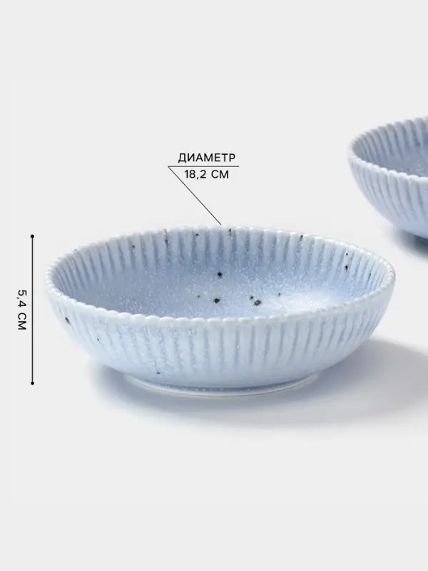 Тарелки глубокие Доляна &laquo;Коралл&raquo;, 700 мл, d=18.2 см, набор 2 шт., фарфор, голубые