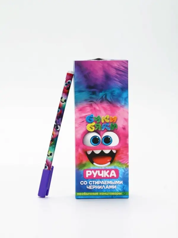 Ручка пиши-стирай с колпачком Ручка пиши-стирай с колпачком "Буки Бяки", синяя паста 0.5 мм