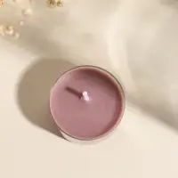 Чайная свеча ароматическая "Круглая" тёмно-бежевая, аромат амбра 3,8х3,8х1,8 см