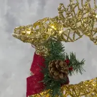 Светодиодная фигура &laquo;Олень с санями золотистый&raquo;, олень: 40&times;50&times;16 см, сани: 40&times;25&times;10 см, металл, 220 В, свечение тёплое белое