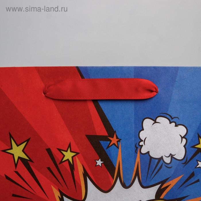 Пакет подарочный крафтовый вертикальный, упаковка, «Супер герой», ML 23 х 27 х 11.5 см Пакет подарочный крафтовый вертикальный, упаковка, «Супер герой», ML 23 х 27 х 11.5 см