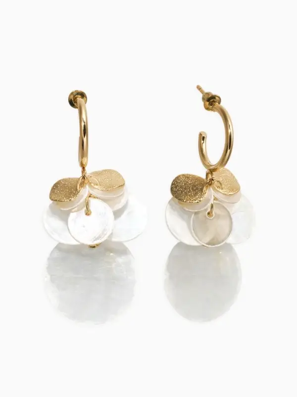 Серьги &laquo;Морской мир&raquo;, чешуя, белые в золоте