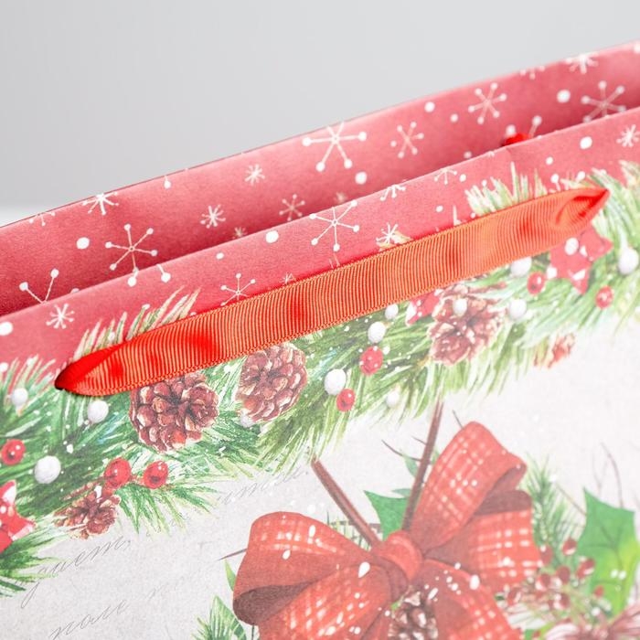 Пакет подарочный новогодний крафтовый горизонтальный «Спешу поздравить с Новым годом», L 40 х 31 х 9 см, Новый год Пакет подарочный новогодний крафтовый горизонтальный «Спешу поздравить с Новым годом», L 40 х 31 х 9 см, Новый год