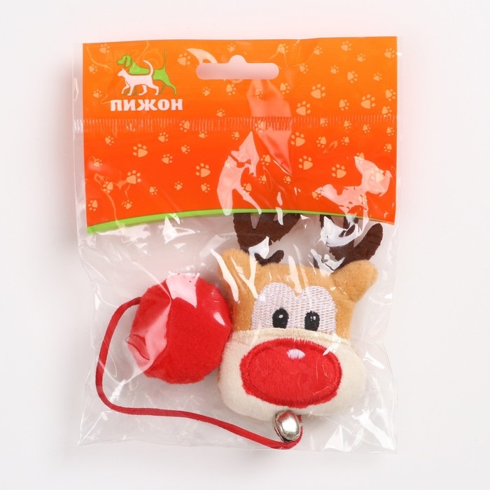 Игрушка-дразнилка для кошек с бубенчиком  Игрушка-дразнилка для кошек с бубенчиком "Олень-красный нос"