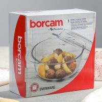 Кастрюля из жаропрочного стекла для запекания Borcam, 1,5 л, с крышкой