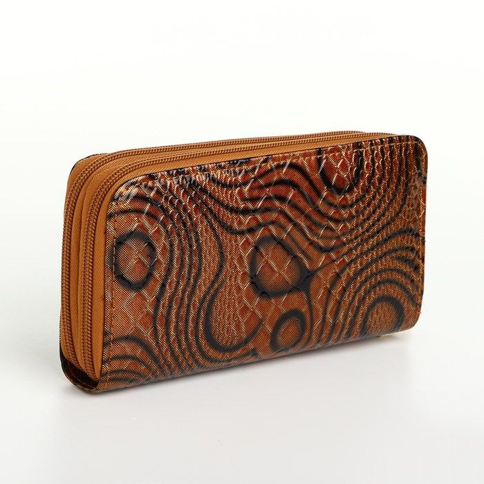 Кошелёк женский на молниях, цвет коричневый