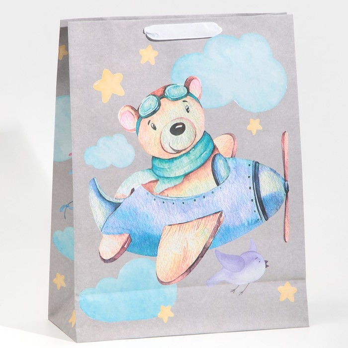 Пакет подарочный крафтовый вертикальный, упаковка, «Малышам», L 31 х 40 х 11,5 см