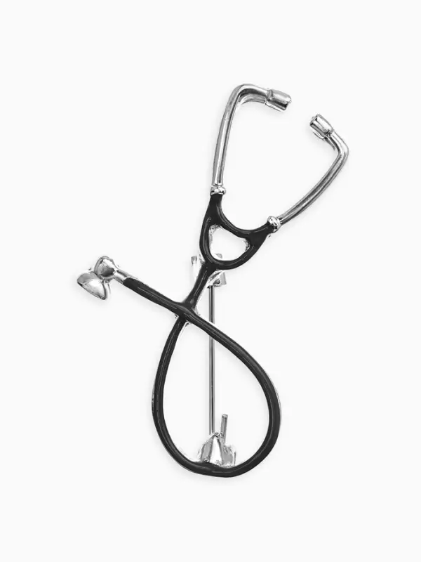 Брошь &laquo;Стетоскоп&raquo;, чёрная в серебре