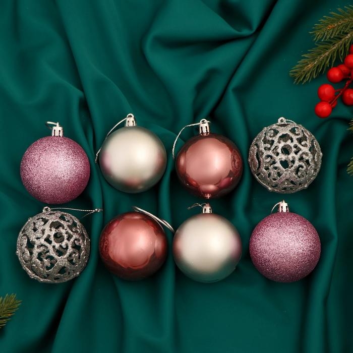 Набор шаров пластик d-6 см, 8 шт Набор шаров пластик d-6 см, 8 шт "Камилла" микс