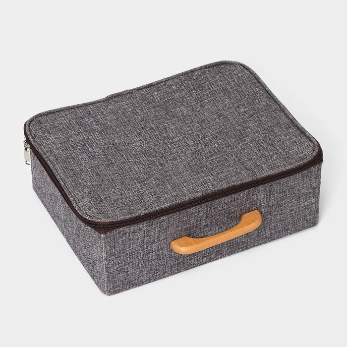 Короб для хранения на молнии LaDо́m «Рон», 32×25×11 см, цвет серый Короб для хранения на молнии LaDо́m «Рон», 32×25×11 см, цвет серый