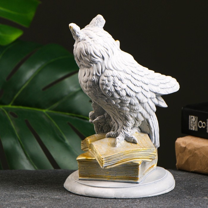 Фигура Фигура "Филин на книгах большой" серый, 21х15х13см