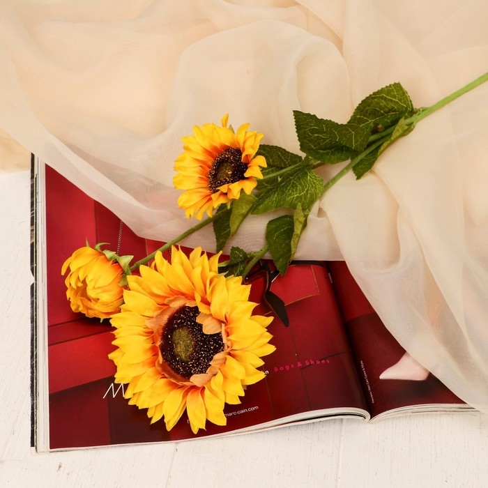 Цветы искусственные Цветы искусственные "Подсолнух галант" 9х62 см, жёлтый