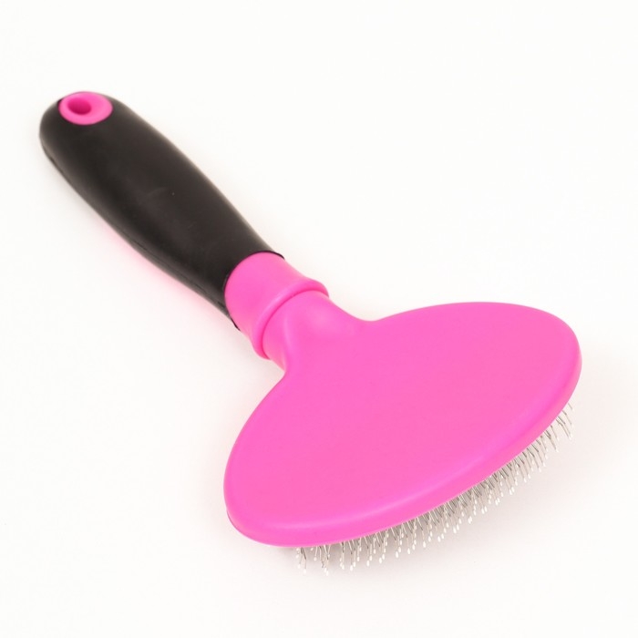 Пуходерка пластиковая мягкая с закругленными зубьями, средняя, 9,5 х 16 см, розовая Пуходерка пластиковая мягкая с закругленными зубьями, средняя, 9,5 х 16 см, розовая