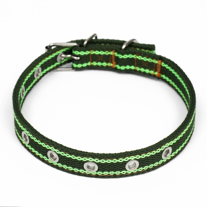 Ошейник брезентовый безразмерный двухслойный, 52 х 2 см, хаки/салатовый Ошейник брезентовый безразмерный двухслойный, 52 х 2 см, хаки/салатовый